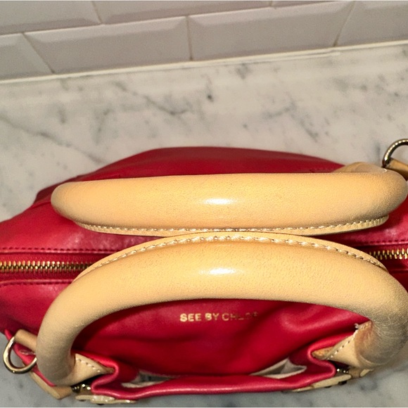 See by Chloé Deep Rose Leather Bag w Crossbody Strap - Picture 6 of 13